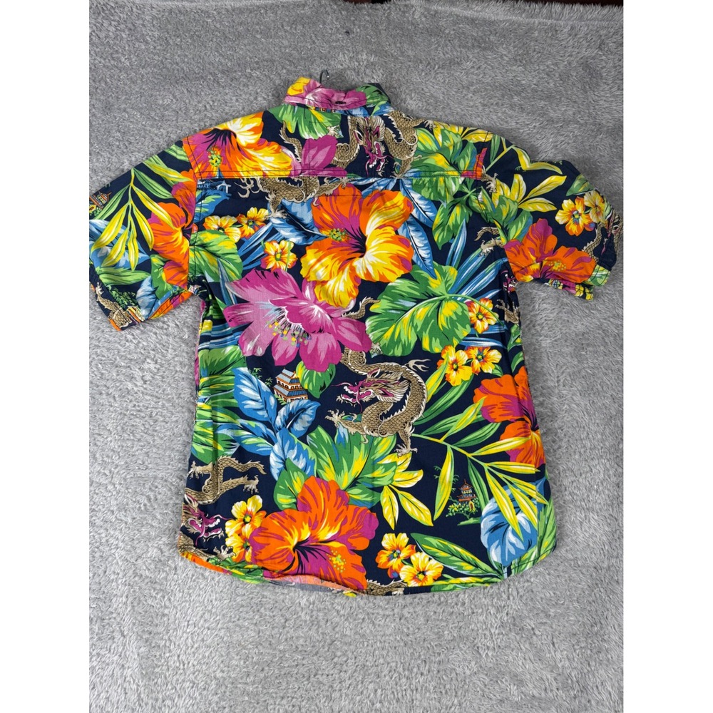 Broken Threads Button Down Boys Med 10/12 Multicolor Dragon Floral Aloha